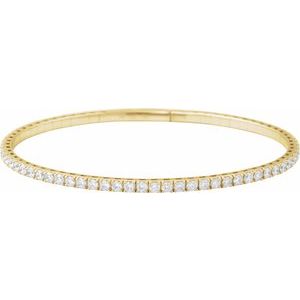 14K Yellow Gold 3 CTW Natural Diamond Flexible Bangle 7" Bracelet