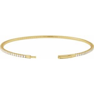 14K Yellow Gold 2 CTW Lab-Grown Diamond Flexible Bangle 7" Bracelet – image 3