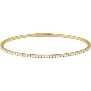14K Yellow Gold 2 CTW Natural Diamond Flexible Bangle 7" Bracelet
