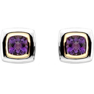 Sterling Silver Checkerboard Natural Amethyst Earrings – image 2