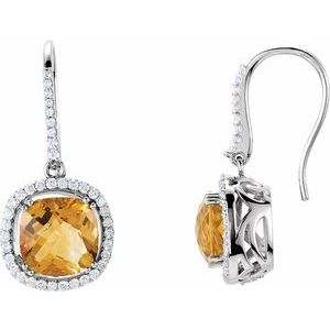 14K White Gold 10x10 mm Cushion 3/4 CTW Natural Diamond Semi-Set Earrings – image 3