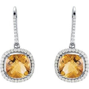 14K White Gold Natural Citrine & 3/4 CTW Natural Diamond Earrings – image 2