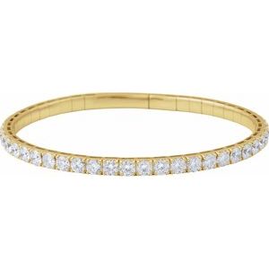 14K Yellow Gold 3 CTW Lab-Grown Diamond  Flexible Bangle 7" Bracelet