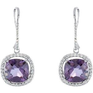 14K White Gold Natural Amethyst & 3/4 CTW Natural Diamond Halo-Style Earrings – image 2