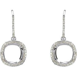 14K White Gold 10x10 mm Cushion 3/4 CTW Natural Diamond Semi-Set Halo-Style Earrings – image 2