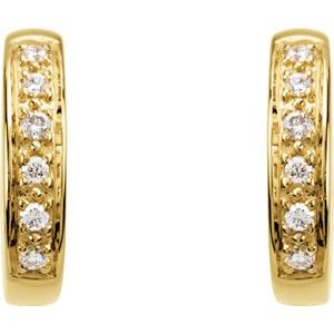 14K Yellow Gold 1/10 CTW Natural Diamond Hinged 12.4 mm Hoop Earrings – image 2
