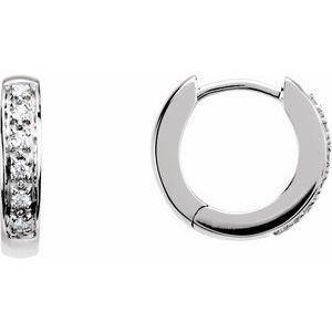 14K White Gold 1/10 CTW Natural Diamond Hinged 12.4 mm Hoop Earring