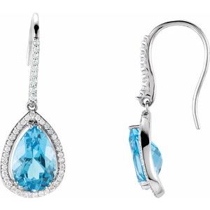 14K White Gold 12x8 mm Pear 1/2 CTW Natural Diamond Semi-Set Earrings – image 3