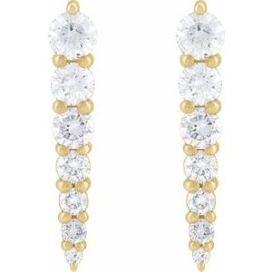 14K Yellow Gold 1/3 CTW Natural Diamond Graduated Bar Earrings – image 2