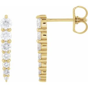 14K Yellow Gold 1/3 CTW Natural Diamond Graduated Bar Earrings