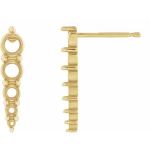 14K Yellow Gold 2.75 mm Round 7-Stone Graduated Bar Earring Mounting