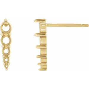 14K Yellow Gold 2.75 mm Round 5-Stone Graduated Bar Earring Mounting
