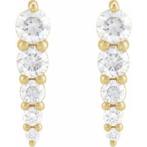 14K Yellow Gold 1/3 CTW Natural Diamond Graduated Bar Earrings – image 2