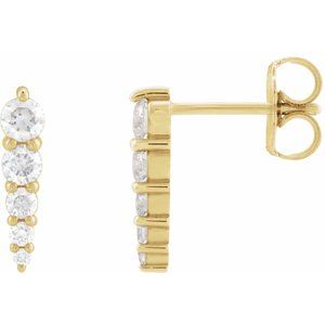 14K Yellow Gold 1/3 CTW Natural Diamond Graduated Bar Earrings