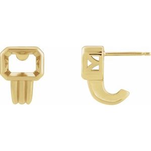 14K Yellow Gold 7x5 mm Emerald Bezel-Set Earring Mounting