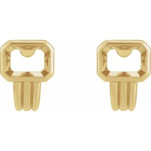 14K Yellow Gold 7x5 mm Emerald Bezel-Set Earring Mounting – image 2