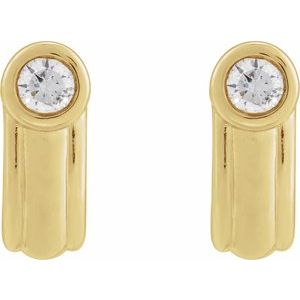 14K Yellow Gold 1/5 CTW Lab-Grown Diamond Solitaire J Hoop Earrings