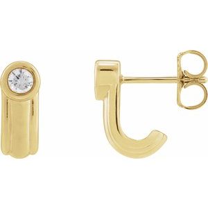 14K Yellow Gold 1/5 CTW Natural Diamond Solitaire J Hoop Earrings