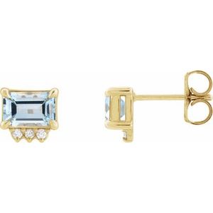14K White Gold Lab-Grown Emerald & .04 CTW Natural Diamond Stud Earrings – image 3