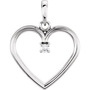 14K White Gold .03 CTW Natural Diamond Heart Pendant