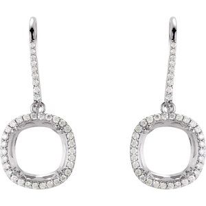 14K White Gold 10x10 mm Cushion 3/4 CTW Natural Diamond Semi-Set Earrings – image 2