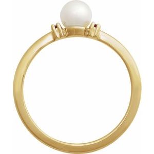 14K Yellow Gold Cultured Freshwater Pearl & Natural Pink Tourmaline Ring