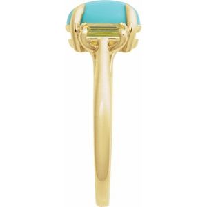 14K Yellow Gold Natural Turquoise & Natural Peridot Ring