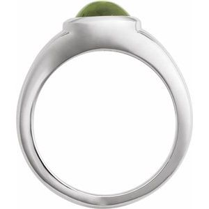 14K White Gold 8x6 mm Natural Peridot Ring