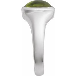 14K White Gold 8x6 mm Natural Peridot Ring