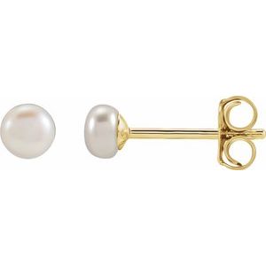 Button Pearl Stud Earrings