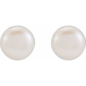 14K Yellow Gold 3.5-4 mm Cultured White Freshwater Button Pearl Earrings