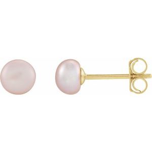 Button Pearl Stud Earrings