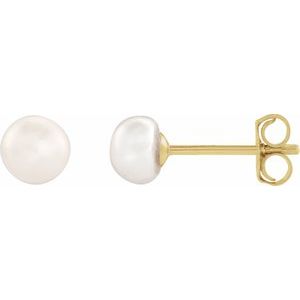 Button Pearl Stud Earrings