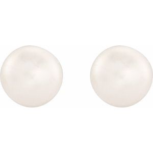 Sterling Silver 4-4.5 mm Cultured White Freshwater Button Pearl Earrings