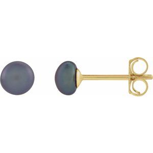 Button Pearl Stud Earrings