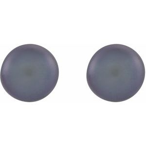 14K Yellow Gold 4-4.5 mm Cultured Black Freshwater Button Pearl Earrings