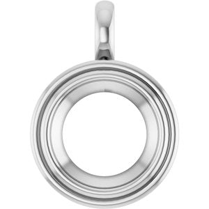 18K White Gold 13 mm Round Charm/Pendant Mounting – image 2