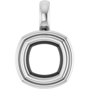 18K White Gold 6.5x6.5 mm Cushion Charm/Pendant Mounting – image 2