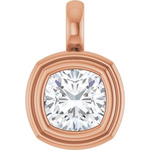 14K Rose Gold 6.5x6.5 mm Cushion Charm/Pendant Mounting