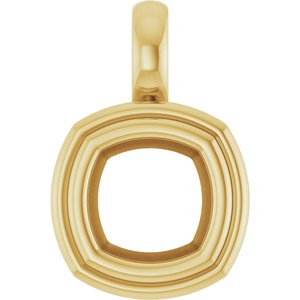 10K Yellow Gold 6.5x6.5 mm Cushion Charm/Pendant Mounting – image 2
