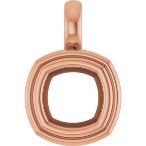 18K Rose Gold 6.5x6.5 mm Cushion Charm/Pendant Mounting – image 2