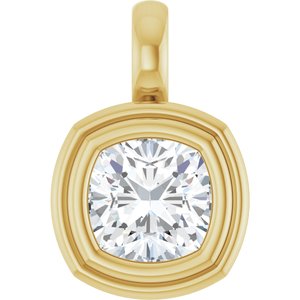 10K Yellow Gold 6.5x6.5 mm Cushion Charm/Pendant Mounting