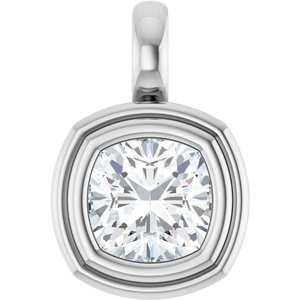 18K Palladium White Gold 6.5x6.5 mm Cushion Charm/Pendant Mounting