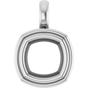 18K Palladium White Gold 8x8 mm Cushion Charm/Pendant Mounting – image 2