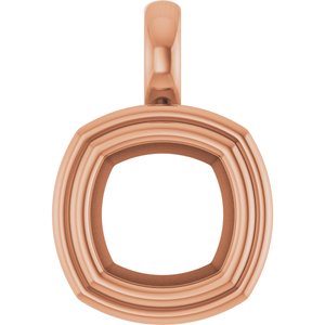 18K Rose Gold 8x8 mm Cushion Charm/Pendant Mounting – image 2