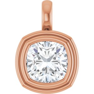18K Rose Gold 8x8 mm Cushion Charm/Pendant Mounting