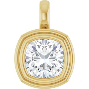 18K Yellow Gold 8x8 mm Cushion Charm/Pendant Mounting
