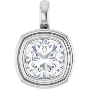 18K Palladium White Gold 8x8 mm Cushion Charm/Pendant Mounting