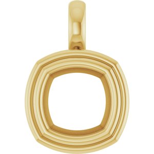 18K Yellow Gold 8x8 mm Cushion Charm/Pendant Mounting – image 2