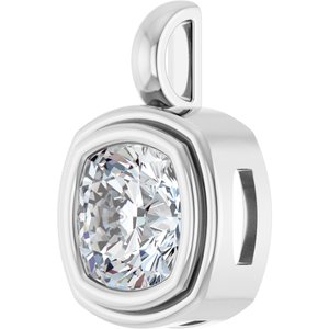14K X1 White Gold 8x8 mm Cushion Charm/Pendant Mounting – image 3